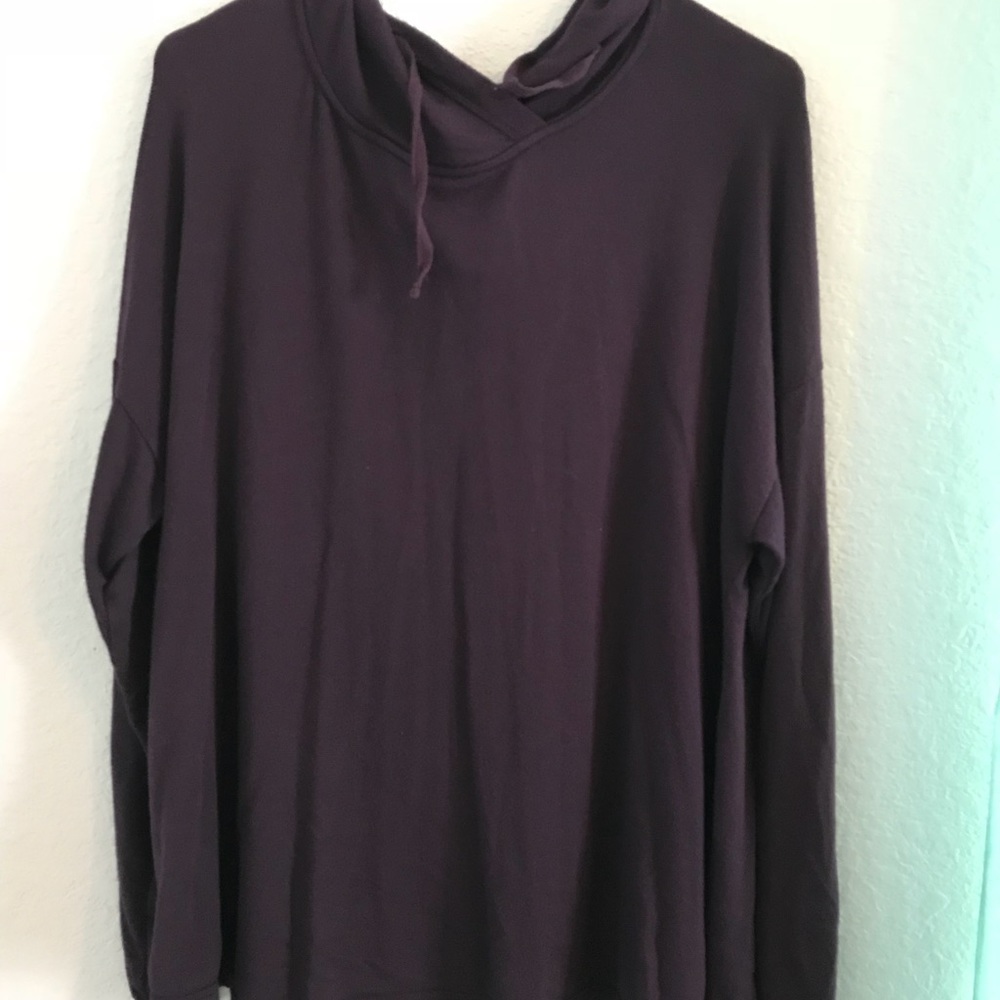 Purple very soft long sleeve shirt with a hood